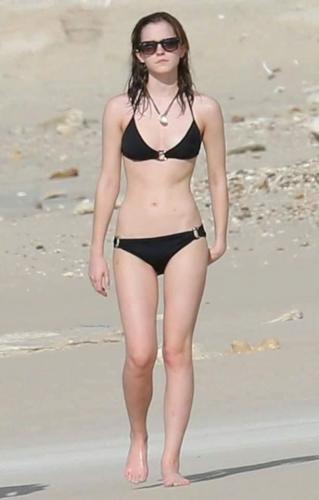 Emma Watson in a Stylish Black Bikini