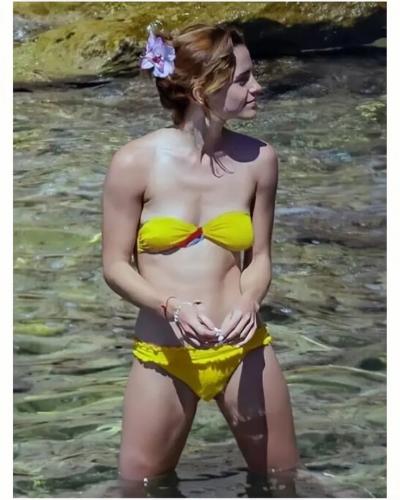 Emma Watson in a Bright Yellow Bikini
